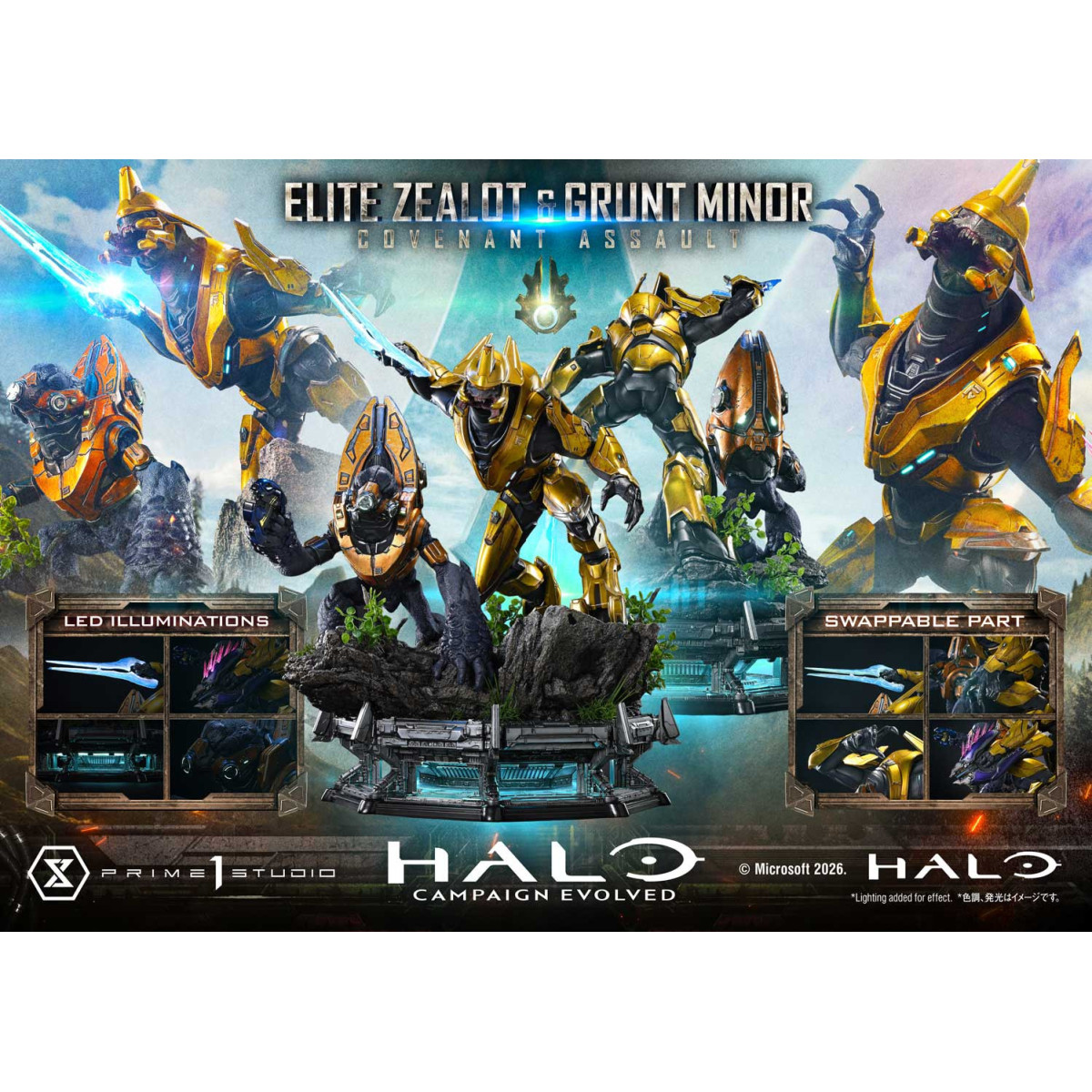 Prime 1 Studio - Halo Campagn Evolved Elite Zealot & Grunt Minor: Covenant Assault Bonus Version