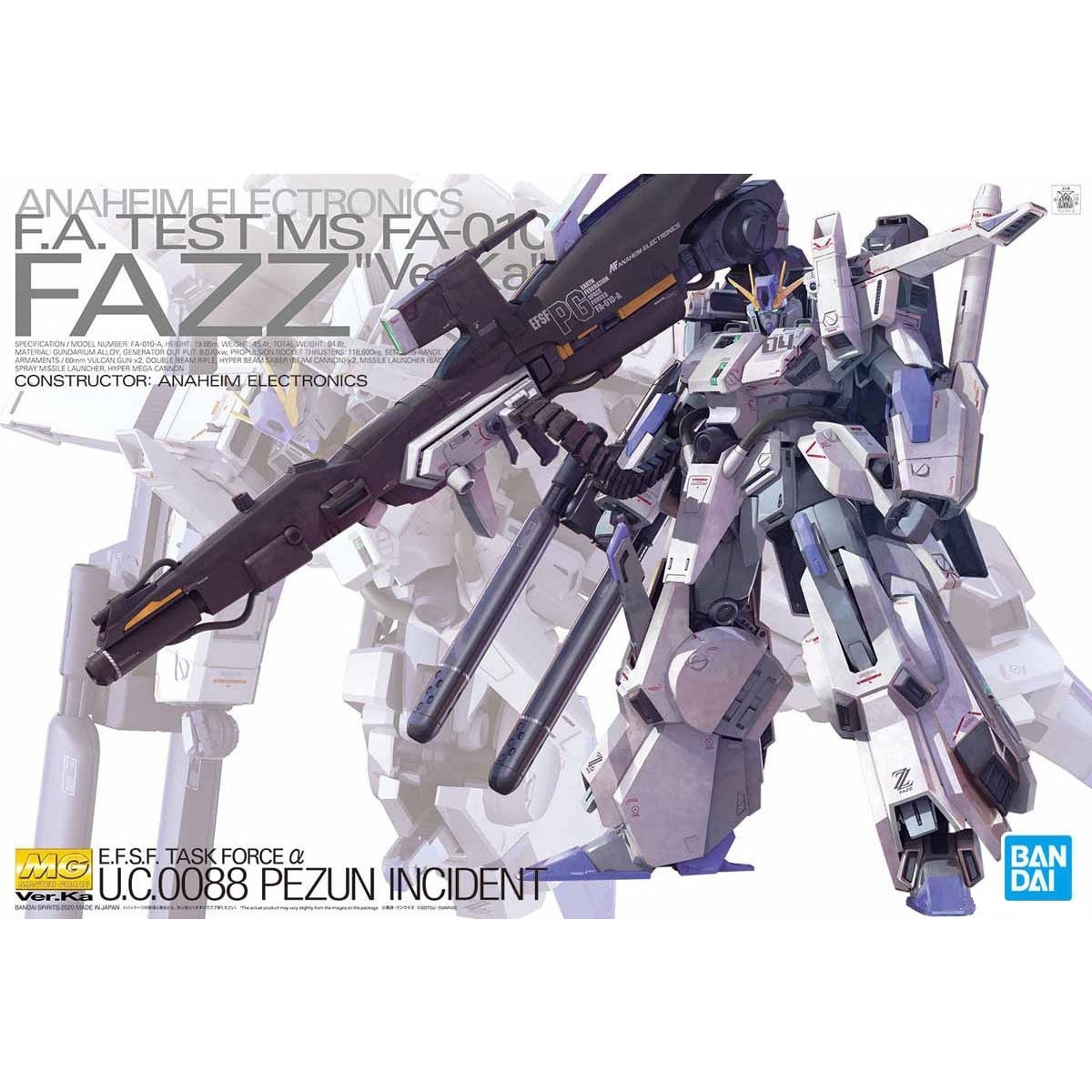 Bandai - Gunpla - 1/100 MG - MS FA-010 FAZZ Ver. Ka - Mobile Suit Gundam U.C.0088 Pezun Incident