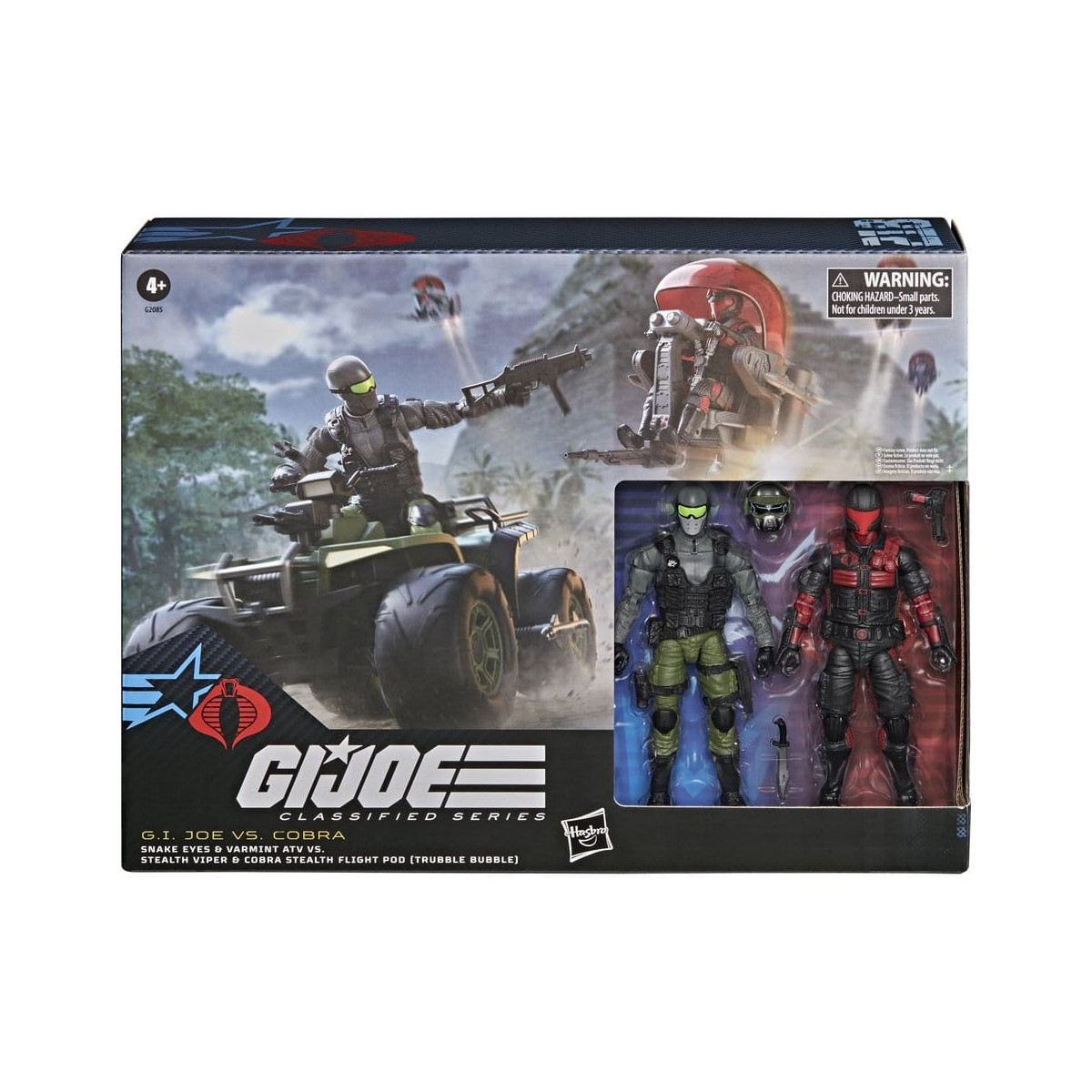 Hasbro G.I.JOE Classified Series - Snake Eyes & Varmint ATV vs. Stealth Viper & ' Stealth Flight Pod (Trubble Bubble) Cobra