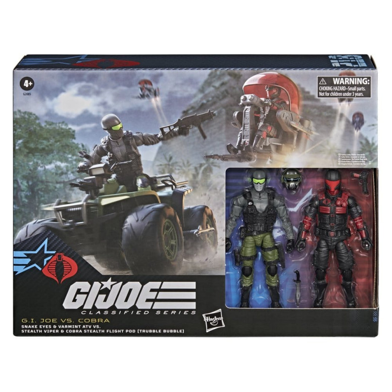 Hasbro G.I.JOE Classified Series - Snake Eyes & Varmint ATV vs. Stealth Viper & ' Stealth Flight Pod (Trubble Bubble) Cobra