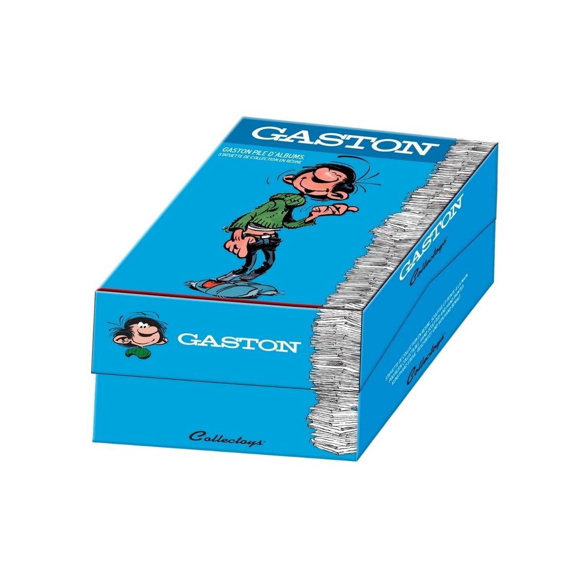 collectoys - Gaston Lagaffe relying on a stack of albums