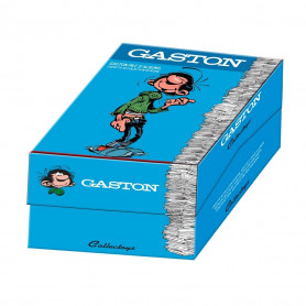 collectoys - Gaston Lagaffe relying on a stack of albums