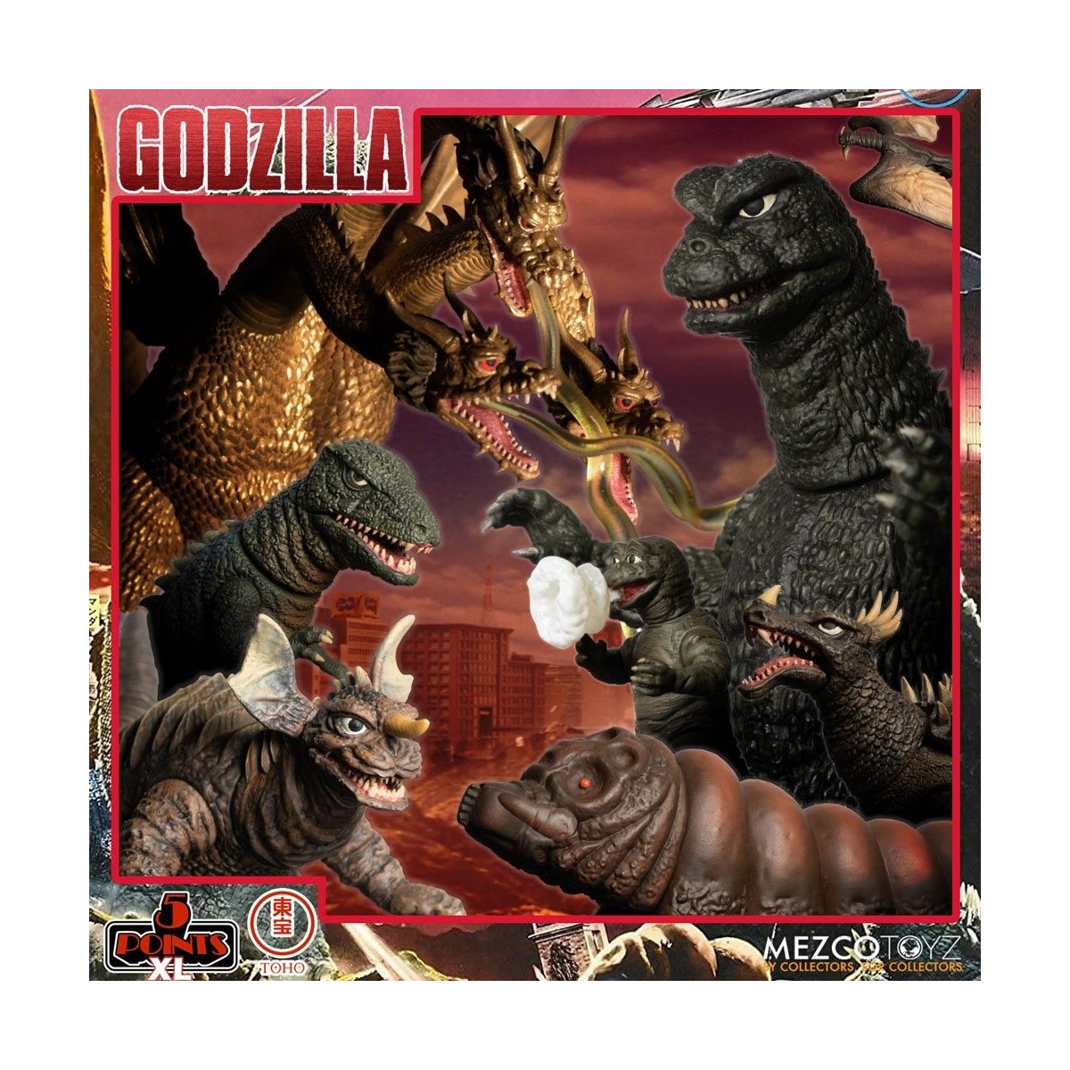 Mezco 5 Points XL Deluxe Box Set Round 1 - Godzilla: The Invaders Attack