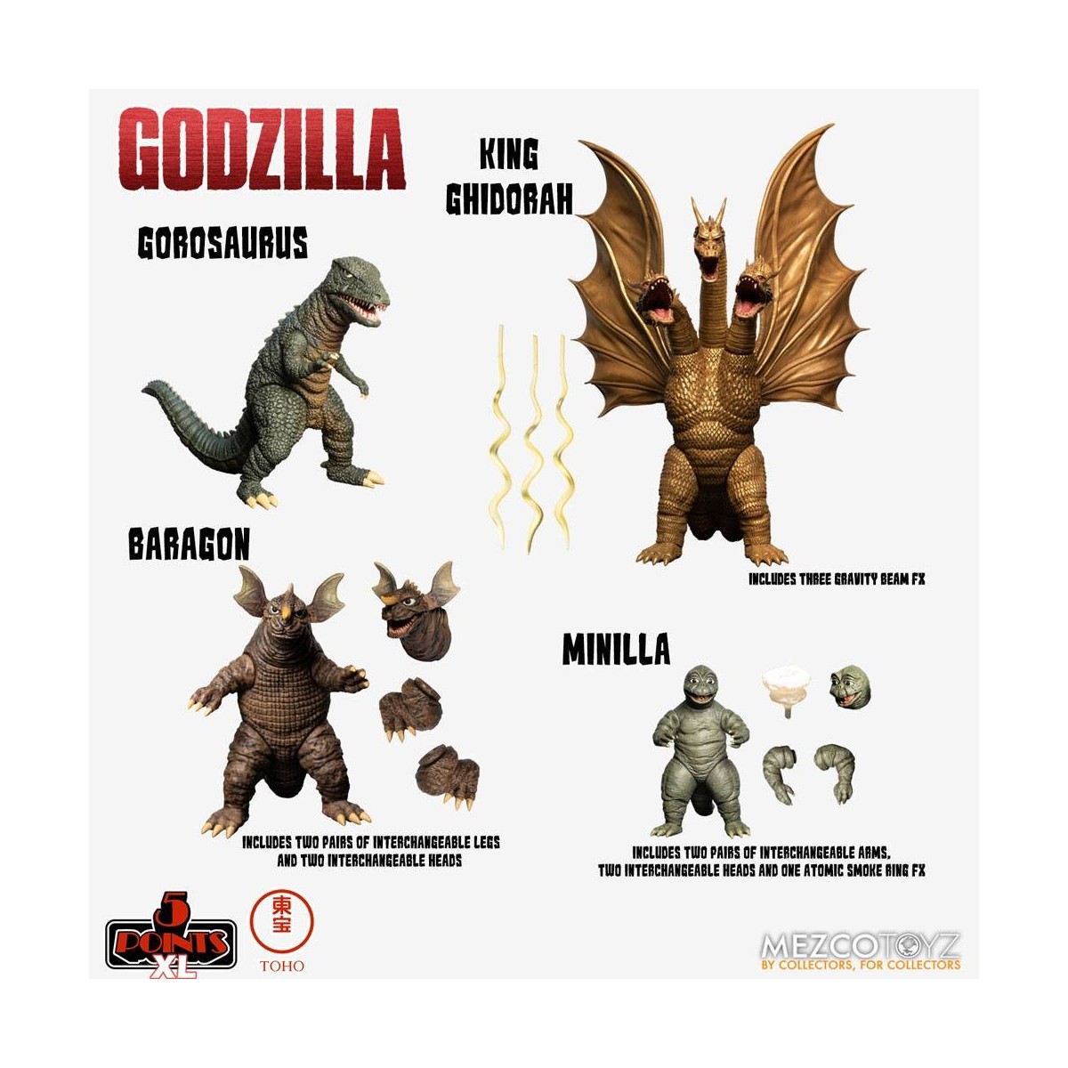 Mezco 5 Points XL Deluxe Box Set Round 2 - Godzilla: Invaders Attack