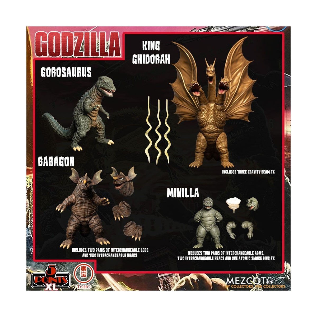 Mezco 5 Points XL Deluxe Box Set Round 2 - Godzilla: Invaders Attack