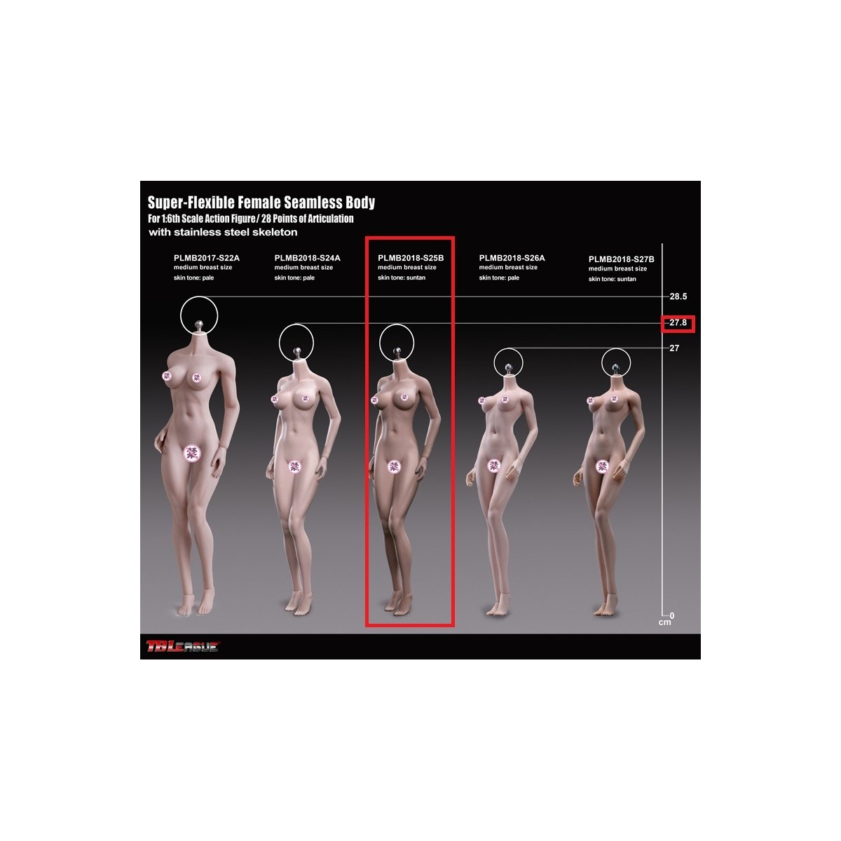 Phicen - TBLeague 1/6 Scale Female Super-Flexible Seamless Body - Medium Tan Body