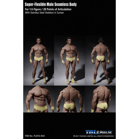 Phicen - TBLeague 1/6th Scale Super-Flexible Male Seamless Body - Very Tanned Body