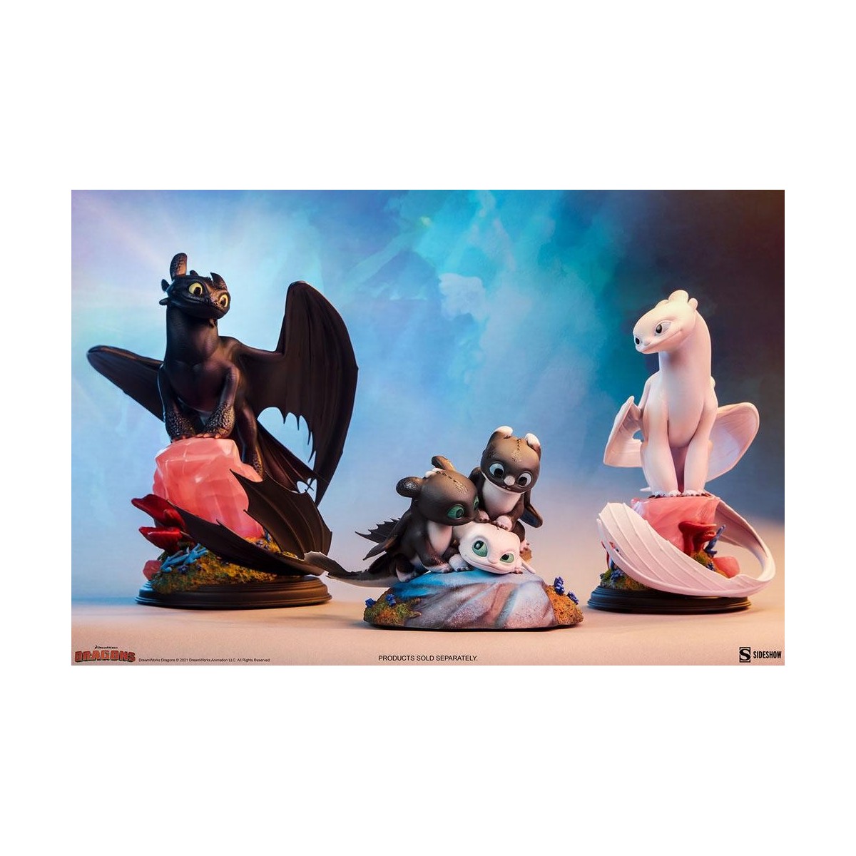 Sideshow Dragons 3 Arrow, Pirouette and Vifagile statuette - The Hidden World