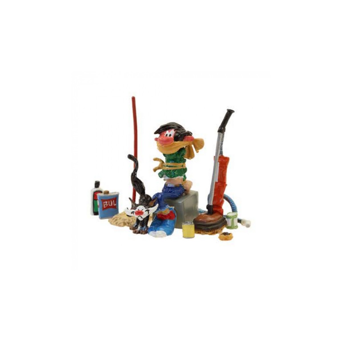 Pixi - Spirou - Champignac sitting on his canteen