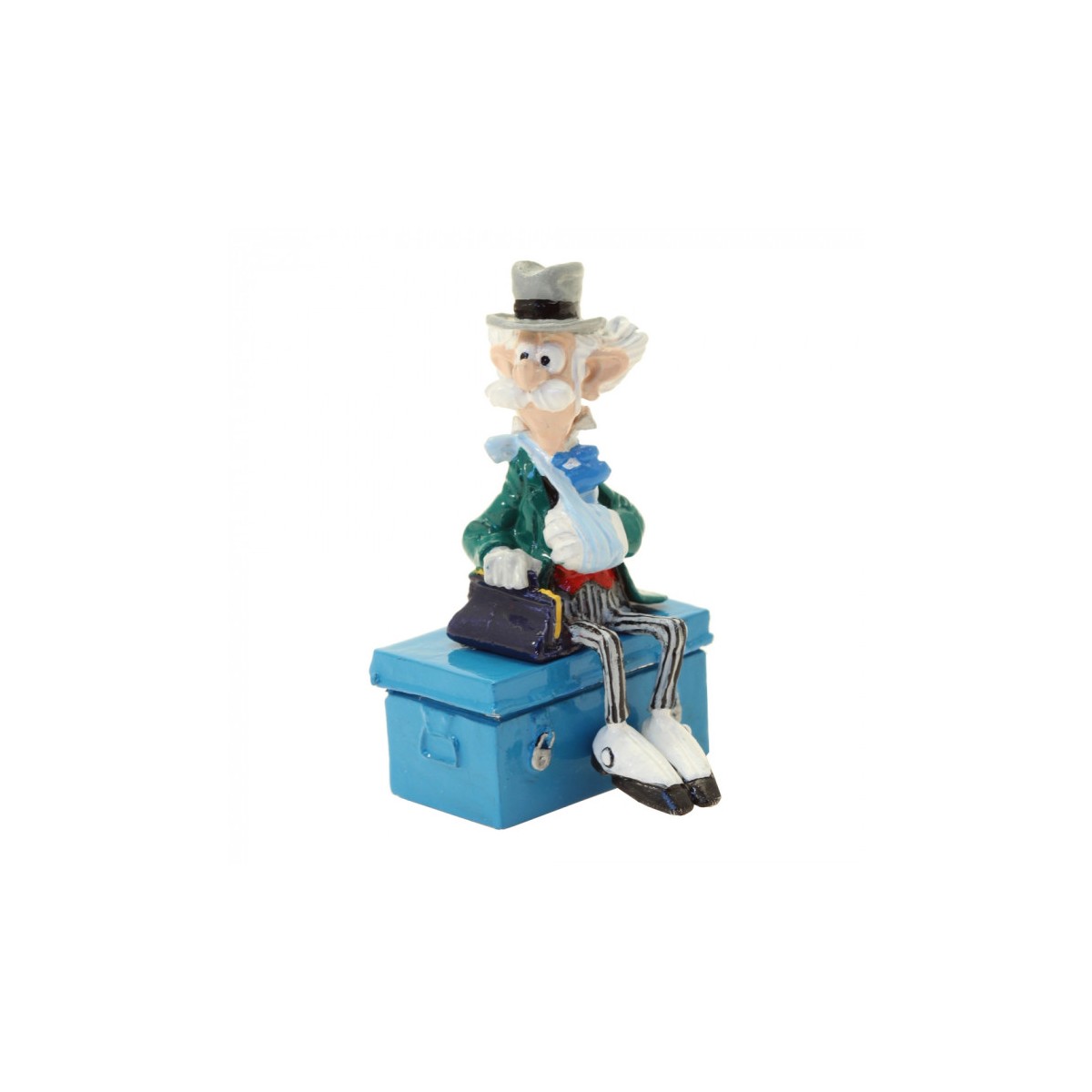 Pixi - Spirou - Champignac sitting on his canteen