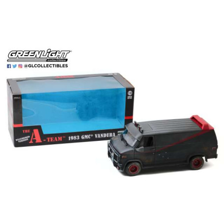 GreenLight - The A-Team - L'Agence Tous Risques - 1983 GMC Vendura Van Weathered Version with Bullet Holes - 1/18