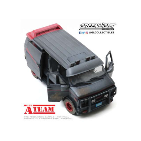 GreenLight - The A-Team - L'Agence Tous Risques - 1983 GMC Vendura Van Weathered Version with Bullet Holes - 1/18