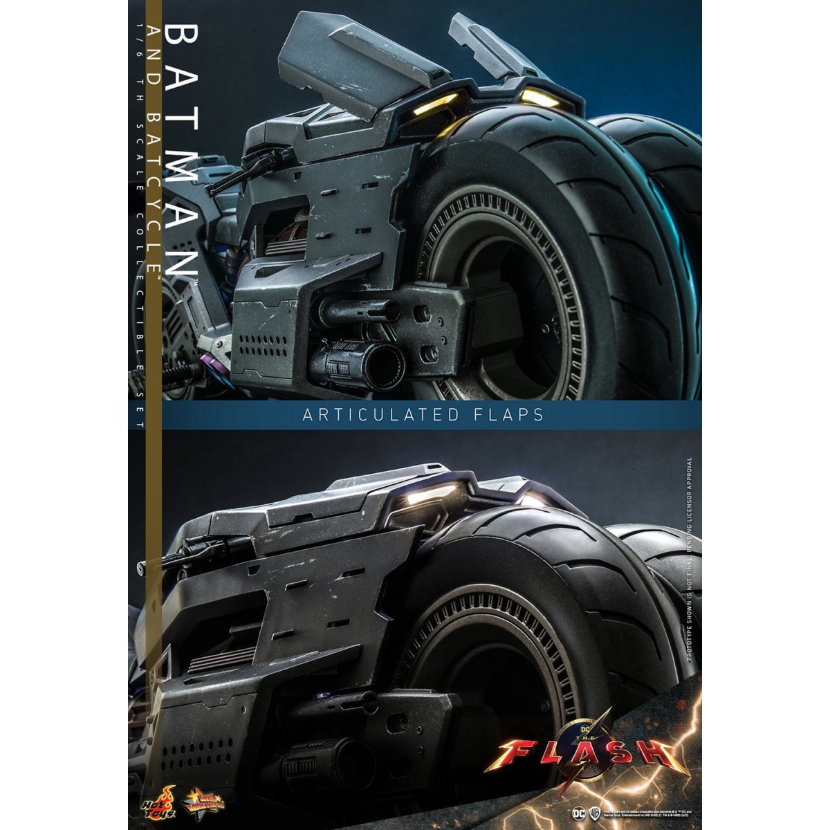 Hot Toys - DC Comics - Batman (Affleck) and Batcycle 1:6 Scale Figure Set The Flash - Movie Masterpiece 1/6