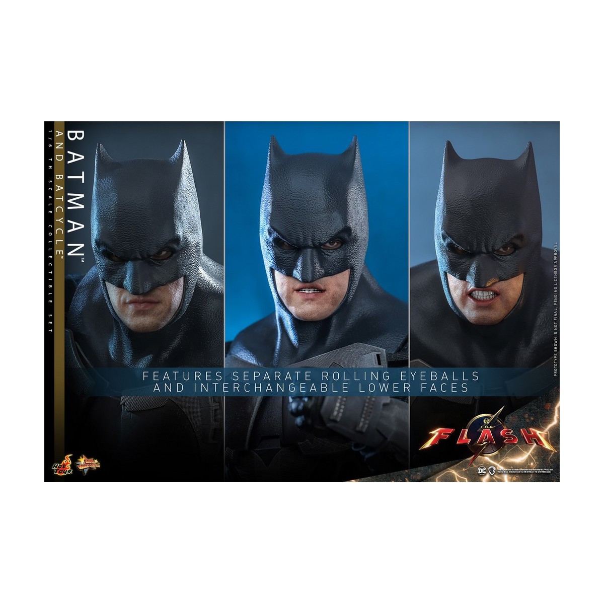 Hot Toys - DC Comics - Batman (Affleck) and Batcycle 1:6 Scale Figure Set The Flash - Movie Masterpiece 1/6