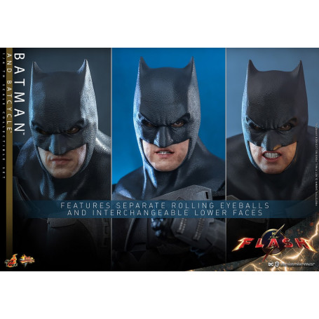 Hot Toys - DC Comics - Batman (Affleck) and Batcycle 1:6 Scale Figure Set The Flash - Movie Masterpiece 1/6