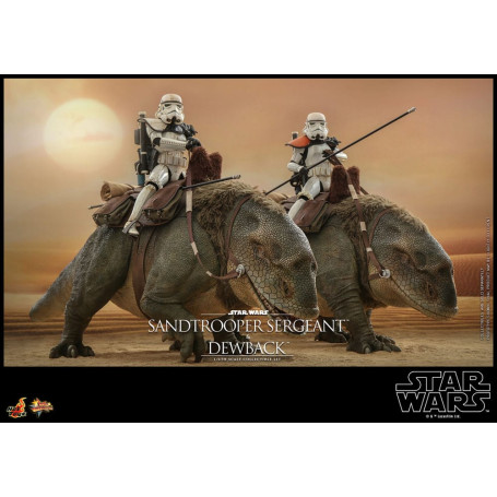 Hot Toys Star Wars - Pack 2 figures 1/6 Sandtrooper Sergeant & Dewback - Episode IV
