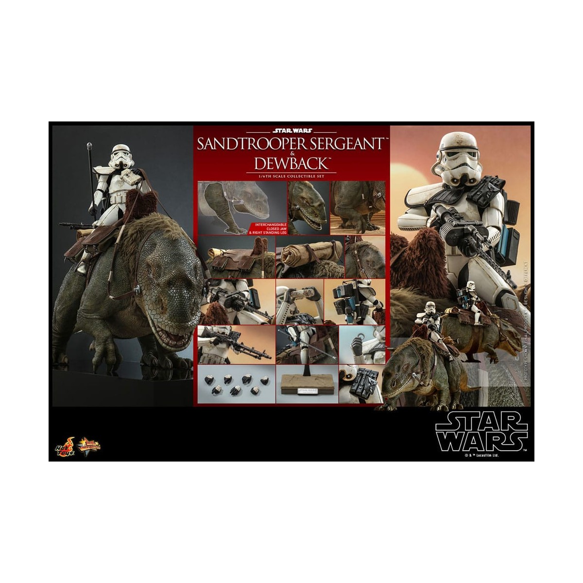 Hot Toys Star Wars - Pack 2 figures 1/6 Sandtrooper Sergeant & Dewback - Episode IV